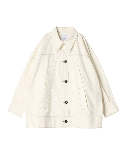 UN3D.(アンスリード)の「BIG DETAIL DENIM CT【セットアップ着用可能】(デニムジャケット・レディース・ホワイト/インディゴ・36/38)」の4枚目の写真