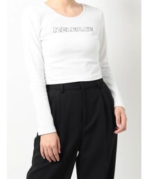 EVRIS | ラインストーンロゴトップス(Tシャツ/カットソー)