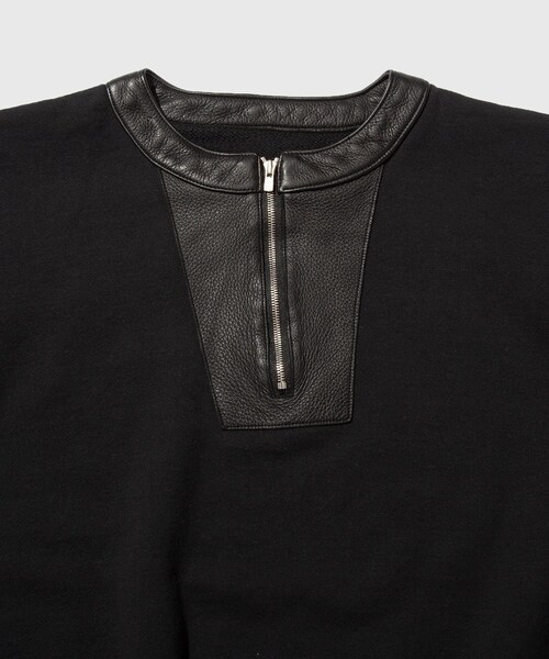 ADAM ET ROPE'（アダムエロペ）の「【KYOU/キョウ】 JEFFERSON Leather x Original Supima Aging Cotton Sweat（スウェット・メンズ・ブラック/ホワイト系・0/1/2）」の8枚目の写真