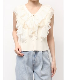 LAGUNAMOON | メッシュフリルノースリニットプルオーバー(ニット/セーター)