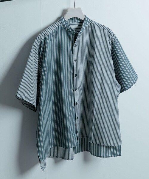 SENSE OF PLACE by URBAN RESEARCH（センスオブプレイスバイアーバンリサーチ）の「『ユニセックス』ストライプブロックドルーズシャツ（シャツ/ブラウス・メンズ・GREG×BEG/BLU×LBLU/CHC×BLK・M/L）」の5枚目の写真