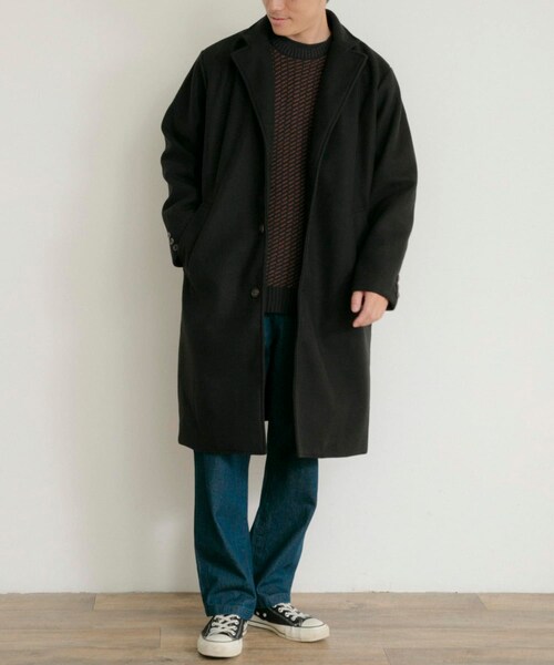 ITEMS URBANRESEARCH（アイテムズ アーバンリサーチ）の「ウールライクメルトン チェスターコート（チェスターコート・メンズ・MOC/BLK/KHK・M/L）」の16枚目の写真