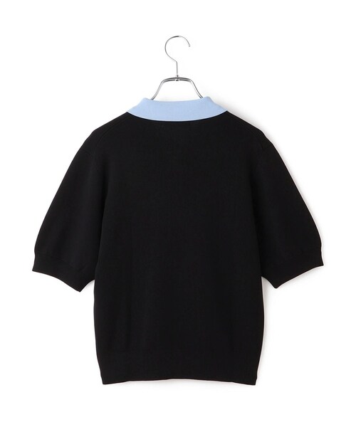 ADAM ET ROPE'(アダムエロペ)の「【WEB限定】ハーフスリーブバイカラーポロニット(ポロシャツ・レディース・ブラック/ネイビー/サックス・F)」の21枚目の写真
