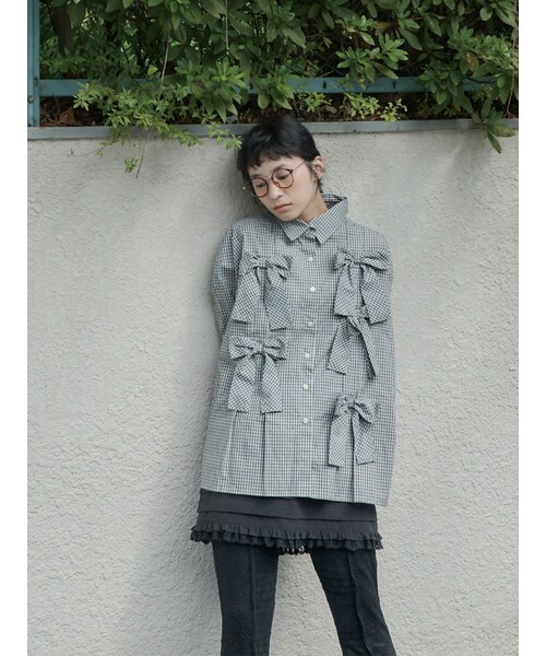 merry jenny（メリージェニー）の「bon bon ribbon shirt（シャツ/ブラウス・レディース・オフホワイト/ブラック/ピンク/ミックス・F）」の18枚目の写真