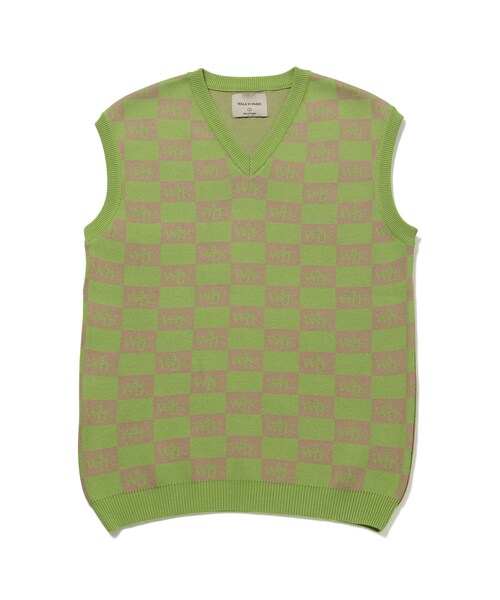 ADAM ET ROPE'(アダムエロペ)の「【WALK IN PARIS/ウォーク イン パリス】Le pull sans manche dammier(ベスト・メンズ・ライトグリーン・L/M)」の3枚目の写真
