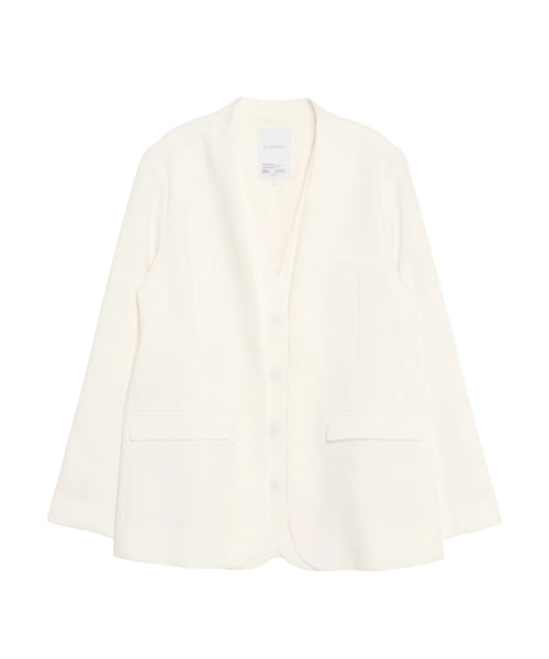 ELENDEEK（エレンディーク）の「LAYERED COLLARLESS JK（ノーカラージャケット・レディース・アイボリー/ブラック・F）」の2枚目の写真