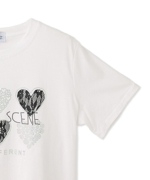 Jayro(ジャイロ)の「ハートモチーフラインストーンTシャツ(Tシャツ/カットソー・レディース・ブラック系/ホワイト系・F)」の5枚目の写真