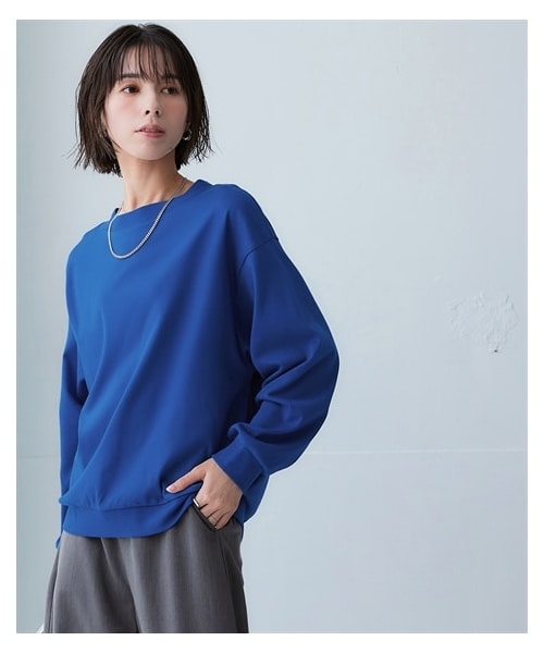 nissen（ニッセン）の「綿１００％スムースゆるシルエットプルオーバー＜大きいサイズ有＞（Tシャツ/カットソー・レディース・黒/ロイヤルブルー/オフホワイト/オフホワイト×ネイビーボーダー・S/M/L/LL/3L/4L/5L/6L/8L/10L）」の8枚目の写真