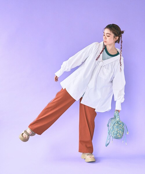 THE GOODLAND MARKET（ザグッドランドマーケット）の「米富繊維　KNIT SIDELINE PANTS-WOMEN（その他パンツ・レディース・44BROWN/41BEIGE/60SAX・M）」の5枚目の写真