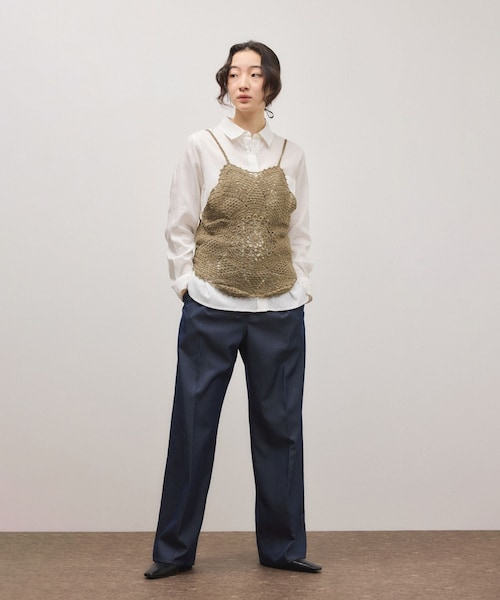 ADAM ET ROPE'（アダムエロペ）の「クロシェニットビスチェ（キャミソール・レディース・ホワイト/カーキ系・F）」の7枚目の写真