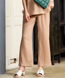 nissen | 大きいサイズ［ぽこぽこクレープ素材］シャーリングゆるストレートパンツ（ゆったりヒップ）（セットアップ可）(パンツ)