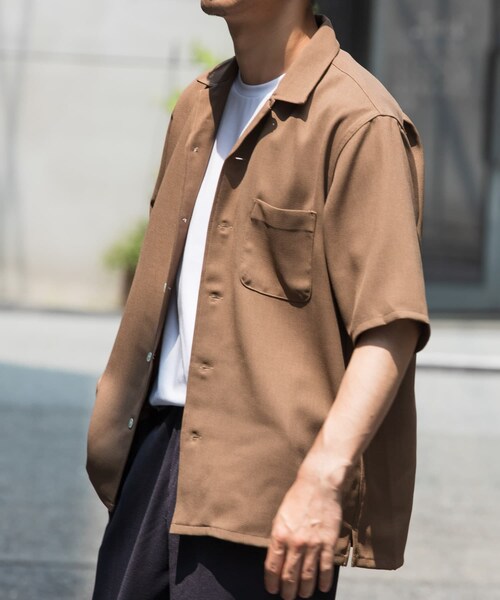 URBAN RESEARCH ROSSO（アーバンリサーチロッソ）の「『WEB限定』『セットアップ対応』パナマ風オープンカラー半袖シャツ（シャツ/ブラウス・メンズ・NAVY/WHITE/ICE GRAY/MOCHA/BLACK・M/L）」の4枚目の写真