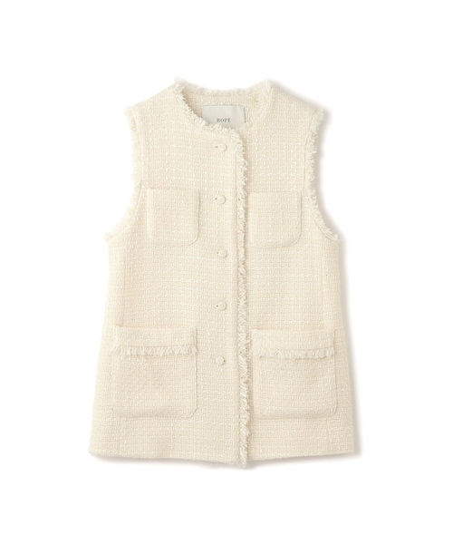 ROPE'(ロペ)の「ミックスツイードジレベスト/26SS(ベスト・レディース・ブラック系/オフホワイト/ネイビー・F)」の1枚目の写真