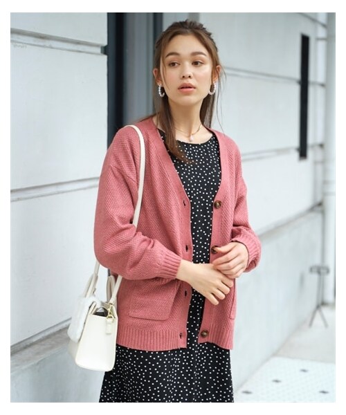 nissen（ニッセン）の「大きいサイズゆるシルエットカノコ編カーディガン（カーディガン/ボレロ・レディース・ミックスカシス/ミックスターコイズ/ミックスライトピンク/ミックスグリーン/黒・L~LL相当/3L~4L相当/5L~6L相当/8L相当/10L相当）」の21枚目の写真