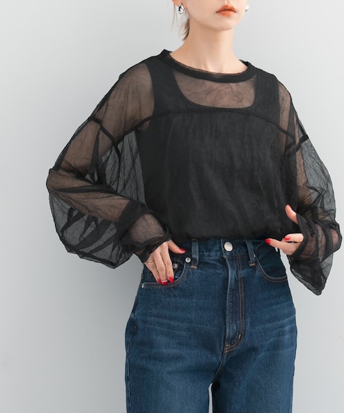 URBAN RESEARCH ROSSO（アーバンリサーチロッソ）の「provoke　シアーフットボールTシャツ（Tシャツ/カットソー・レディース・lightbeige/white/black・FREE）」の2枚目の写真