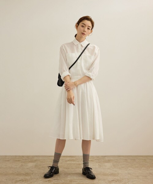 ROPE'（ロペ）の「【洗える】ヨーロピアンリネンフレアスカート/一部セットアップ対応（スカート・レディース・ホワイト/ベージュ/ターコイズ・36/38）」の12枚目の写真