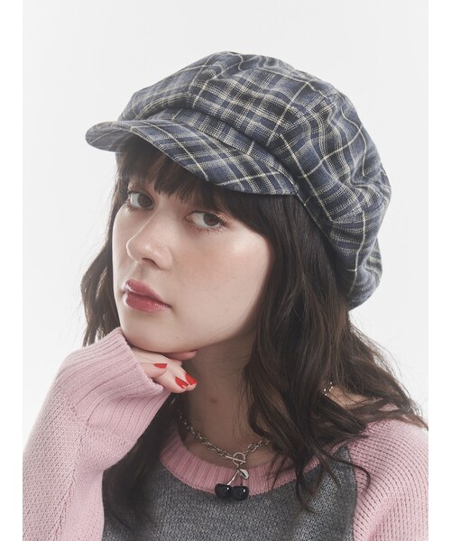 jouetie（ジュエティ）の「チェックパターンビッグキャスケット（キャスケット・レディース・ブルー/ブラウン・F）」の3枚目の写真