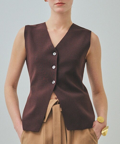 ROPE'(ロペ)の「【一部店舗限定】【REALM(レルム)】KNIT GILET|ノースリーブニット 26SS(ニット/セーター・レディース・ホワイト/ダークブラウン・38)」の10枚目の写真