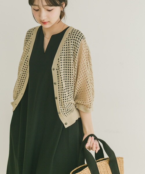 ITEMS URBANRESEARCH（アイテムズ アーバンリサーチ）の「メッシュニットカーディガン（カーディガン/ボレロ・レディース・BLK/GREGE/BRN・FREE）」の15枚目の写真