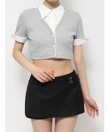 シャツカラーレイヤードブラウス