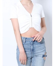 GYDA | FRONT ZIP UP POLOニットTOPS(ニット/セーター)