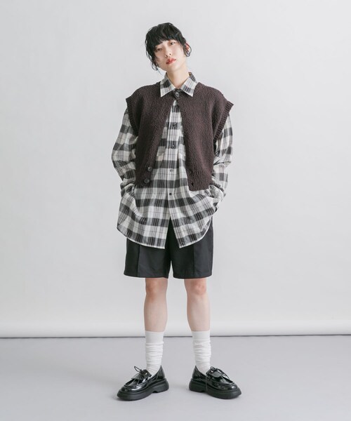 KBF（ケイビーエフ）の「ブークレニットベスト（ニット/セーター・レディース・L.GREIGE/PINK/BROWN・one）」の8枚目の写真