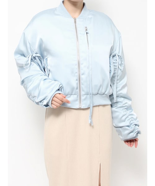 EATME（イートミー）の「リボンスリーブブルゾン（ブルゾン・レディース・アイボリー/ブラック/ピンク/アイスブルー・F）」の6枚目の写真