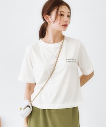 nissen | 綿１００％クロップド丈ロゴＴシャツ(接触冷感)(Tシャツ/カットソー)