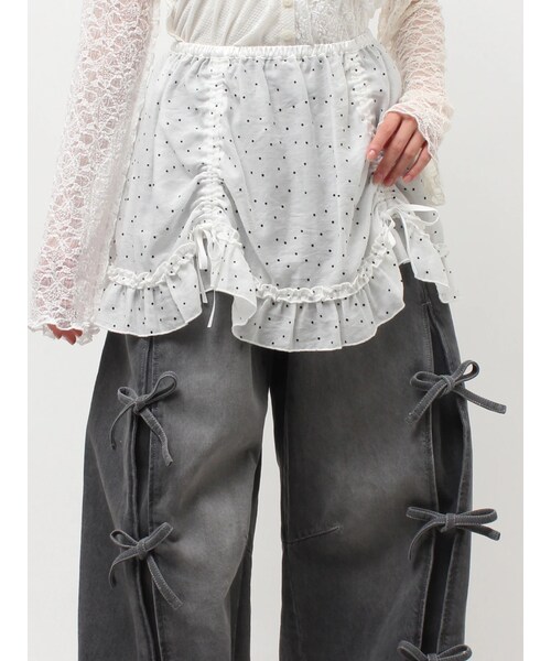 merry jenny（メリージェニー）の「airy lace apron（チャーム・レディース・オフホワイト/グレー/ミックス・F）」の5枚目の写真