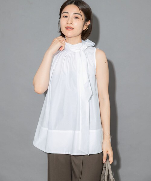 URBAN RESEARCH ROSSO（アーバンリサーチロッソ）の「ウエストマークハイネックシャツブラウス（シャツ/ブラウス・レディース・OFF WHITE/BLACK・Free）」の4枚目の写真