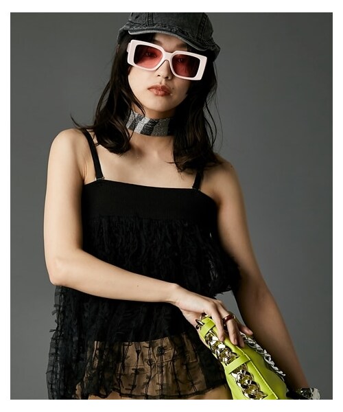 nissen（ニッセン）の「【GEVS.】シアーキャミソール（シャツ/ブラウス・レディース・オフホワイト/黒・M/L/LL/3L/4L/5L/6L/8L/10L）」の3枚目の写真