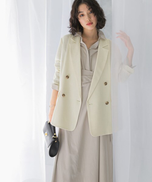 URBAN RESEARCH ROSSO（アーバンリサーチロッソ）の「カラミダブルジャケット（テーラードジャケット・レディース・black×off/beige×off・36/38）」の4枚目の写真