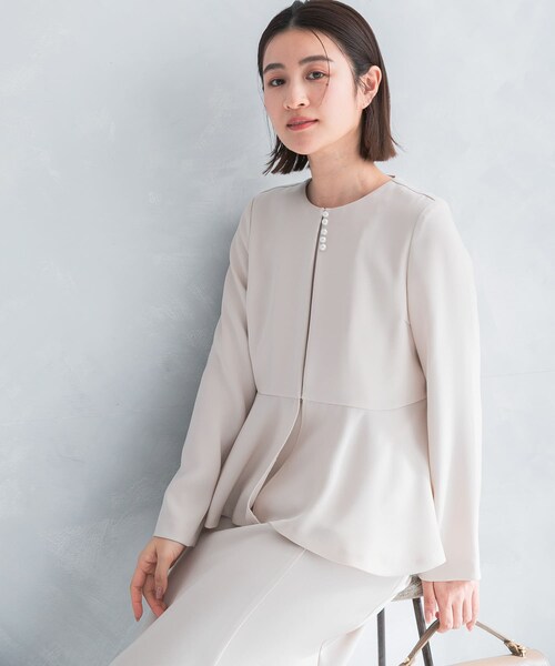 URBAN RESEARCH ROSSO（アーバンリサーチロッソ）の「kaene　フレアジャケットセットワンピース（ワンピース・レディース・beige/navy・M）」の4枚目の写真