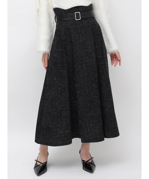 サイドタックベルトフレアスカート　dazzlin セール】サイドタックベルトフレアスカート（スカート）｜dazzlin