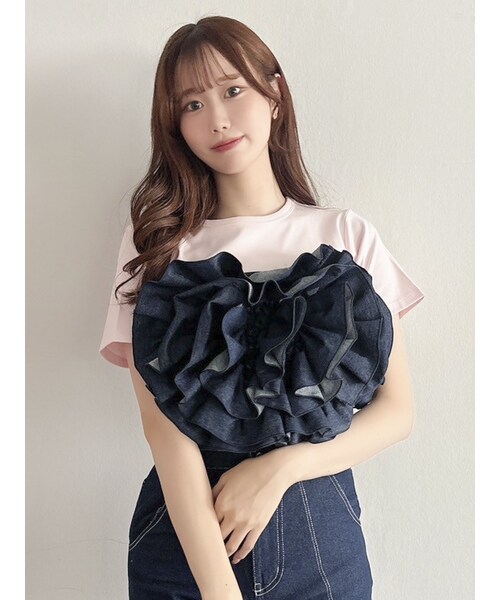 dazzlin（ダズリン）の「モチーフフラワービスチェ（キャミソール・レディース・アイボリー/ブラック/オレンジ/インディゴ・F）」の3枚目の写真