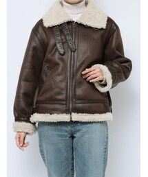 Ungrid | フェイクムートンボアブルゾン(ムートンコート)