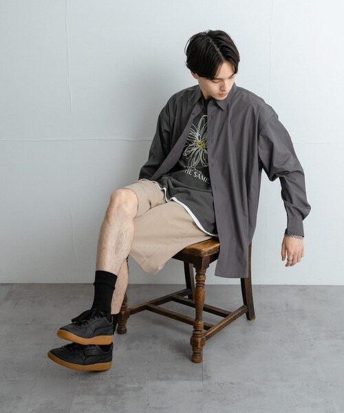 SENSE OF PLACE by URBAN RESEARCH（センスオブプレイスバイアーバンリサーチ）の「『ユニセックス』ブロードレギュラーカラールーズシャツ（シャツ/ブラウス・メンズ・CHARCOAL/MINT/L.BLU×NVY/NVY×SAX・M/L）」の18枚目の写真