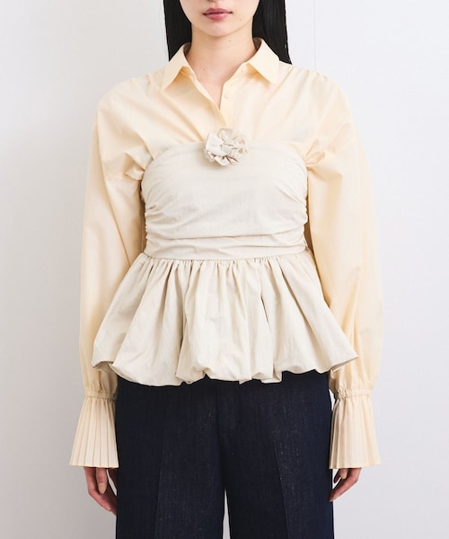 VIS(ビス)の「コサージュ付きバルーンナイロンビスチェ(その他トップス・レディース・ブラック/キナリ・F)」の11枚目の写真