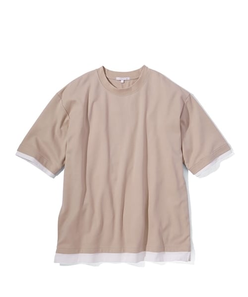 nissen（ニッセン）の「吸汗速乾オーバーサイズ重ね着風５分袖Tシャツ（UVカット加工）（Tシャツ/カットソー・メンズ・ベージュ系/エンジ系/黒系・M/L/LL/3L/4L/5L/6L/8L/10L）」の15枚目の写真