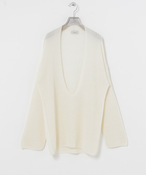 URBAN RESEARCH（アーバンリサーチ）の「Nomat　DEEP V WIDE KNIT（ニット/セーター・レディース・WHITE・2）」の3枚目の写真