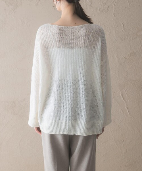 URBAN RESEARCH ROSSO（アーバンリサーチロッソ）の「モヘア混スパンコールシアーニット（ニット/セーター・レディース・OFF WHITE/MINT・Free）」の4枚目の写真