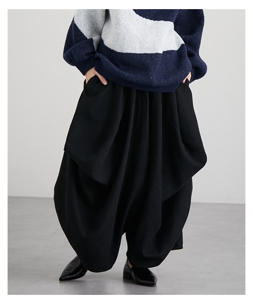 nissen（ニッセン）の「ツイル起毛ゆったりサイズ変形タックサルエルパンツ　［Soiunique］（パンツ・レディース・ブラック/チャコール/カーキ・1(M~L)/2(L~LL)/M/L）」の19枚目の写真