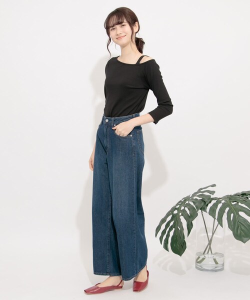 SENSE OF PLACE by URBAN RESEARCH（センスオブプレイスバイアーバンリサーチ）の「アシメネックリブトップ(7分袖)（Tシャツ/カットソー・レディース・BLACK/GREIGE/DUSTY PINK・FREE）」の7枚目の写真