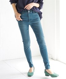 nissen | 大きいサイズストレッチサスティナブルデニムスキニーパンツ（ゆったり太もも）（選べる２レングス）(デニムパンツ)
