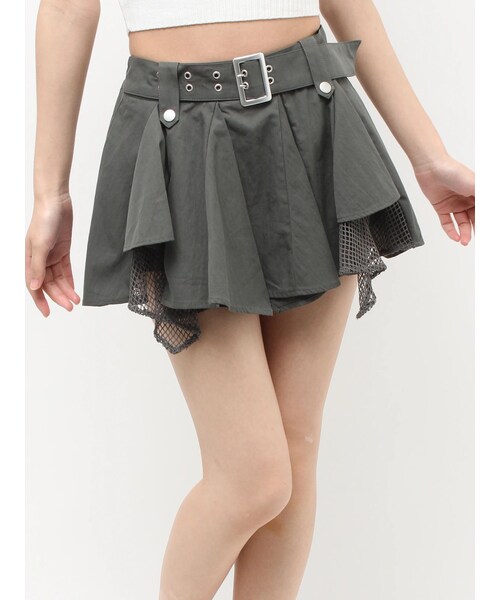 GYDA（ジェイダ）の「HEM Symmetryメッシュスカートライクショートパンツ（スカート・レディース・アイボリー/チャコールグレー/ブラック・F）」の5枚目の写真