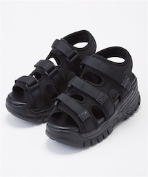 nissen | 【ゆったり幅広】厚底3本ベルトサンダル（低反発中敷）（ワイズ４Ｅ）(サンダル)