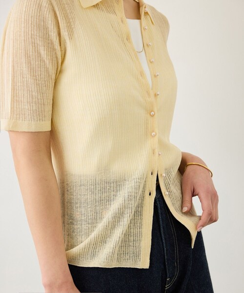 ROPE'（ロペ）の「シルクリネンポロ襟ニットカーディガン/イージーケア（カーディガン/ボレロ・レディース・ブラック/ネイビー/クリーム・F）」の10枚目の写真