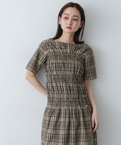 SENSE OF PLACE by URBAN RESEARCH（センスオブプレイスバイアーバンリサーチ）の「チェックシャーリングワンピース（ワンピース・レディース・BLK×OFF/BEG×BLK・One/COMPACT）」の19枚目の写真