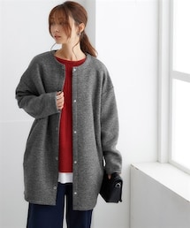 nissen | ノーカラーライトコート（表起毛）(ノーカラーコート)