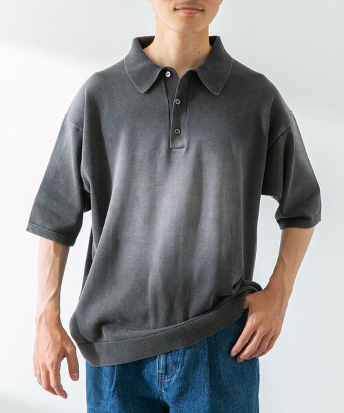 URBAN RESEARCH Sonny Label（アーバンリサーチサニーレーベル）の「ピグメントニットポロシャツ（ニット/セーター・メンズ・グリーン/スミクロ・M/L）」の4枚目の写真